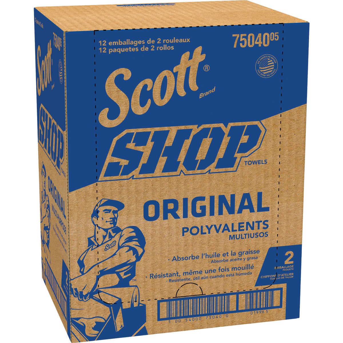 Scott 11 In. W x 9.4 In. L Disposable Original Shop Towel, (2-Roll/110-Sheets)