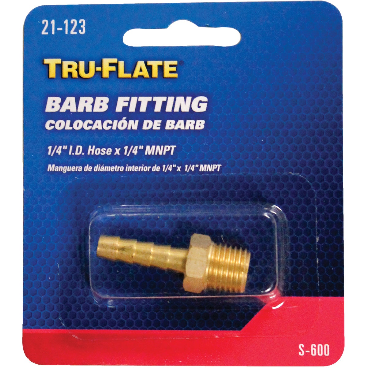 Tru-Flate 1/4 In. Barb 1/4 In. MNPT Brass Hose End