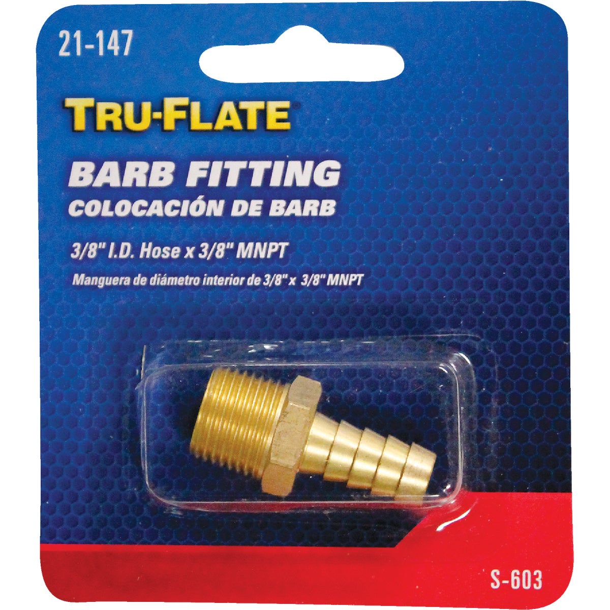 Tru-Flate 3/8 In. Barb 3/8 In. MNPT Brass Hose End