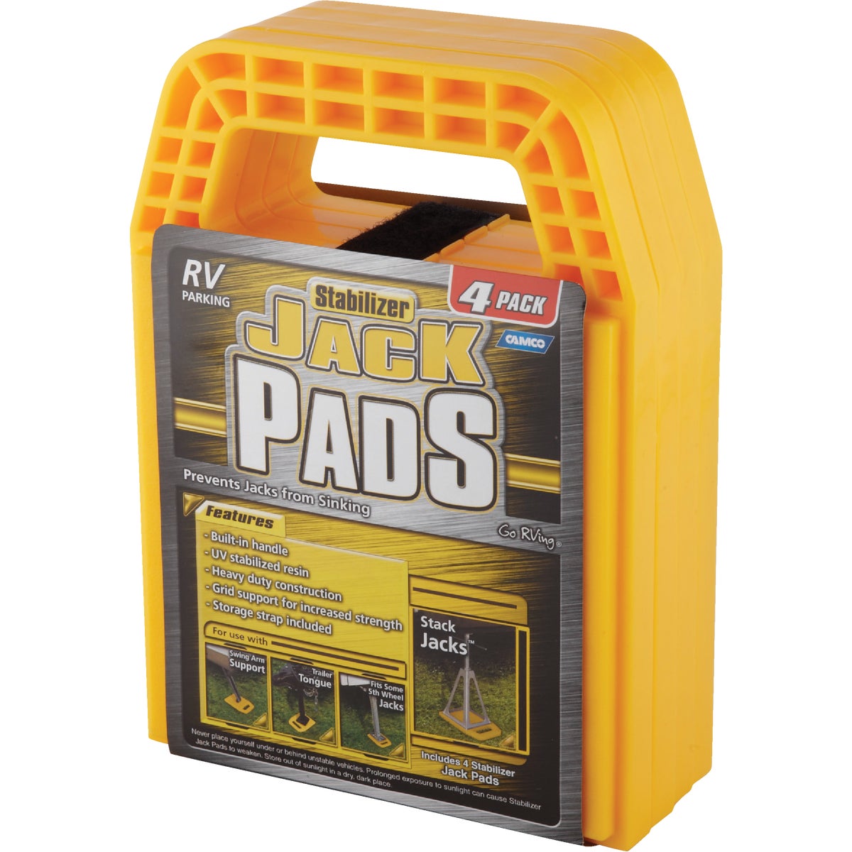 Camco Interlocking w/Built-in Handle RV Stabilizer Jack Pads, (4-Pack)