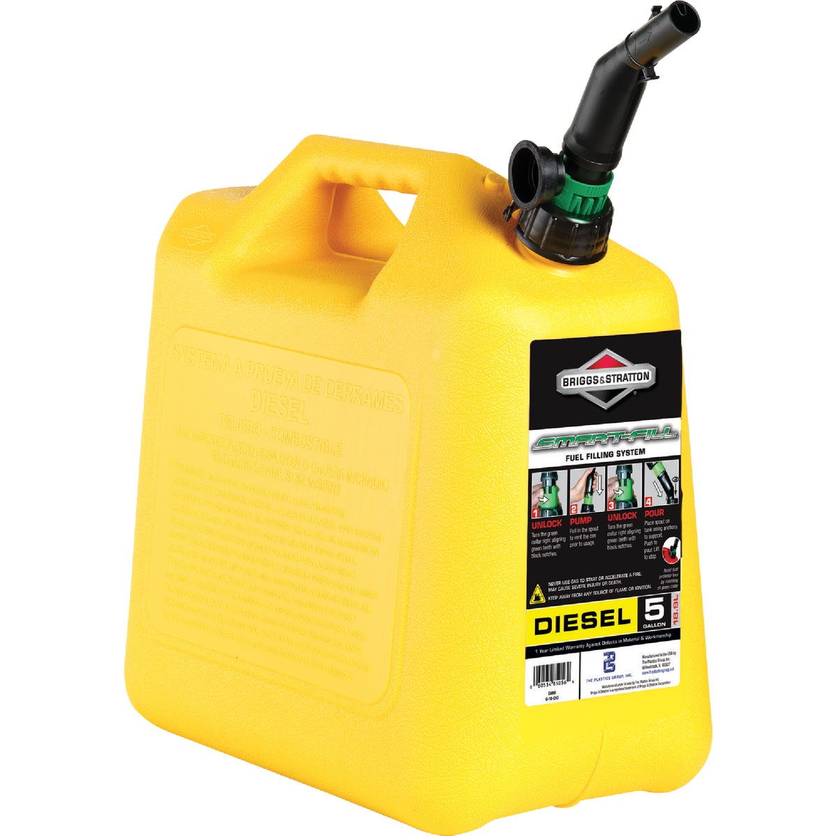 Midwest Can 5 Gal. Plastic Diesel Fuel Can, Yellow