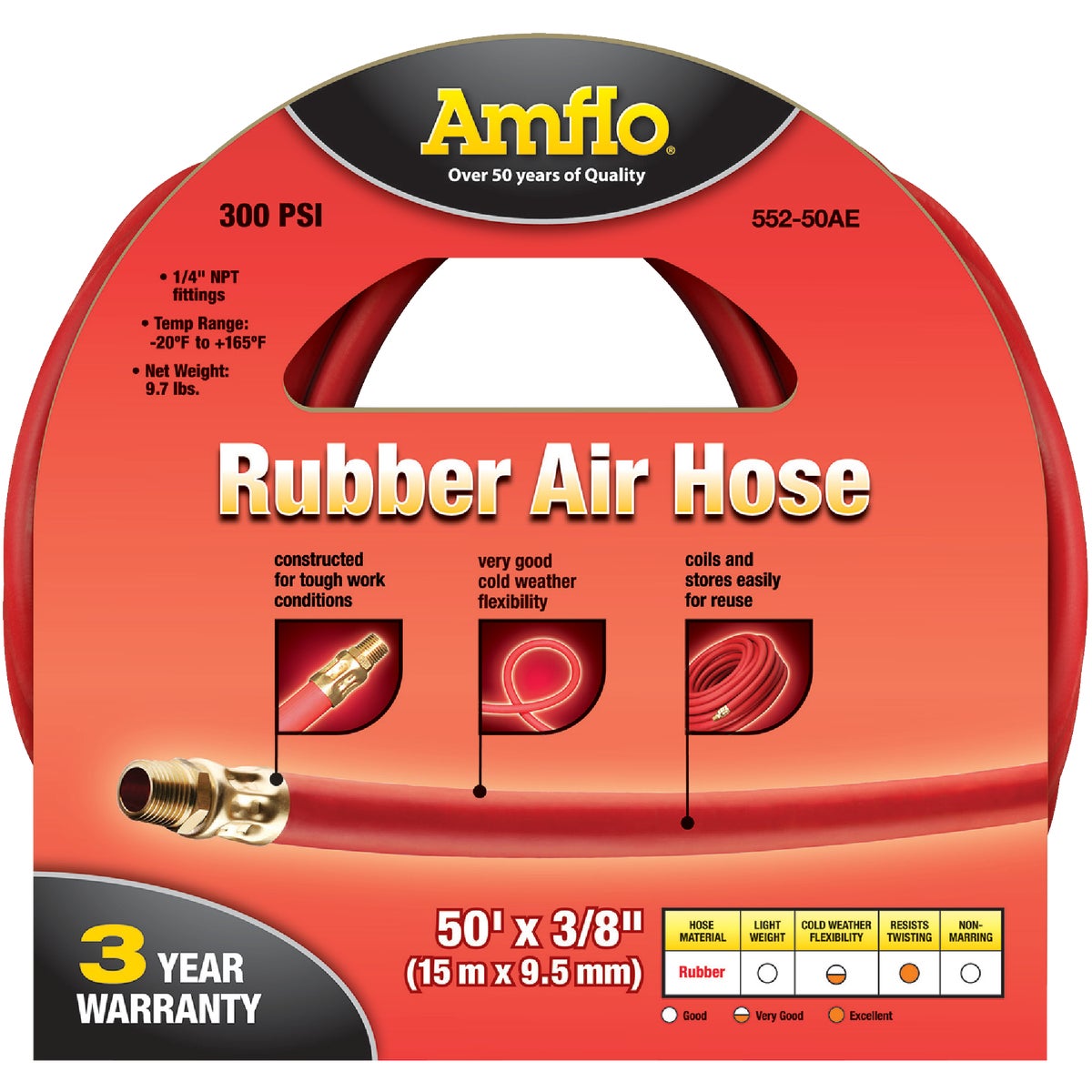 Amflo 3/8 In. x 50 Ft. Rubber Air Hose