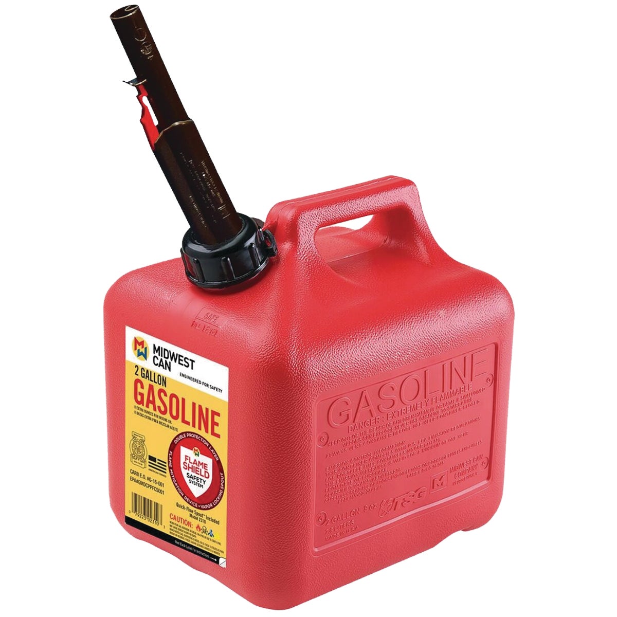 Midwest Can 2 Gal. Plastic Auto Shut-Off Gasoline Fuel Can, Red