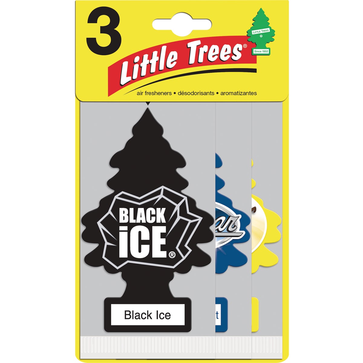 Little Trees Car Air Freshener, Vanillaroma, Black Ice, & New Car Scent (3-Pack)