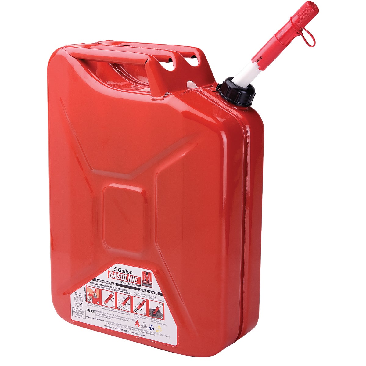 Midwest Can 5 Gal. Steel Gasoline Jerry Fuel Can, Red