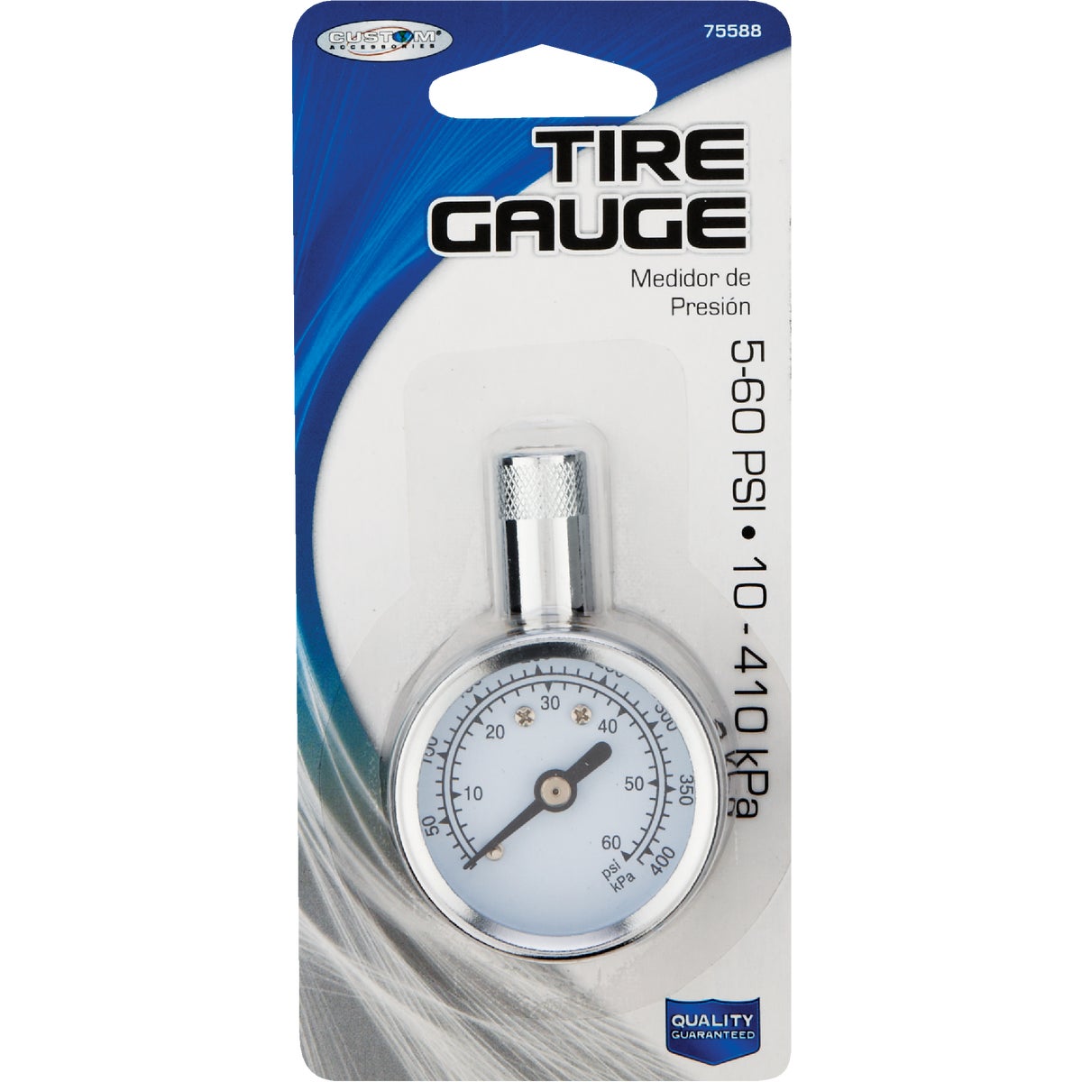 Custom Accessories 5-60 Psi Chrome-plated Tire Gauge