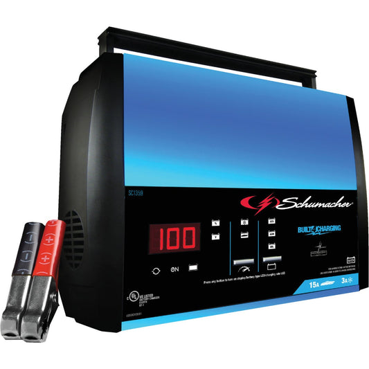 Schumacher Fully Automatic 6V and 12V 15A Auto Battery Charger