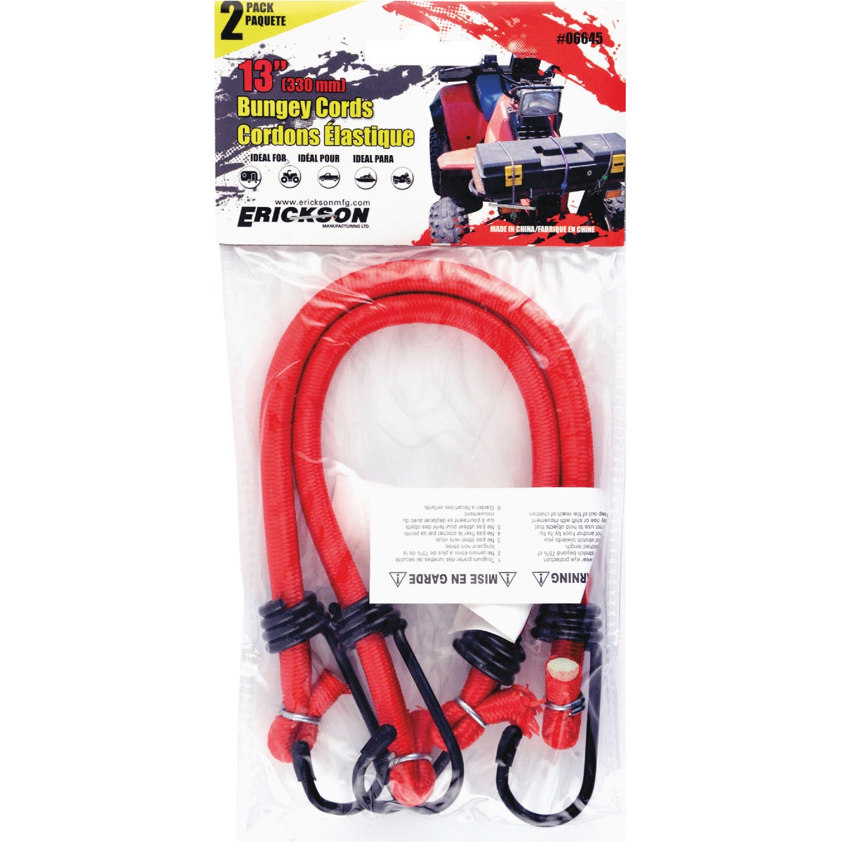 Erickson 8mm x 13" Vinyl Coated Steel Bungee Cord Set (2-Pack)