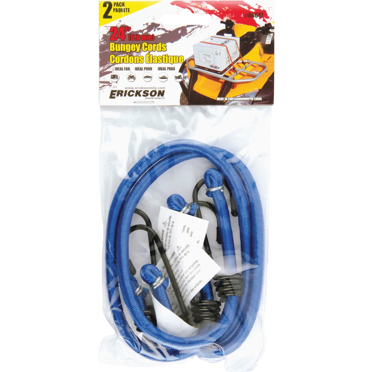 Erickson 8mm x 24" Vinyl Coated Steel Bungee Cord Set