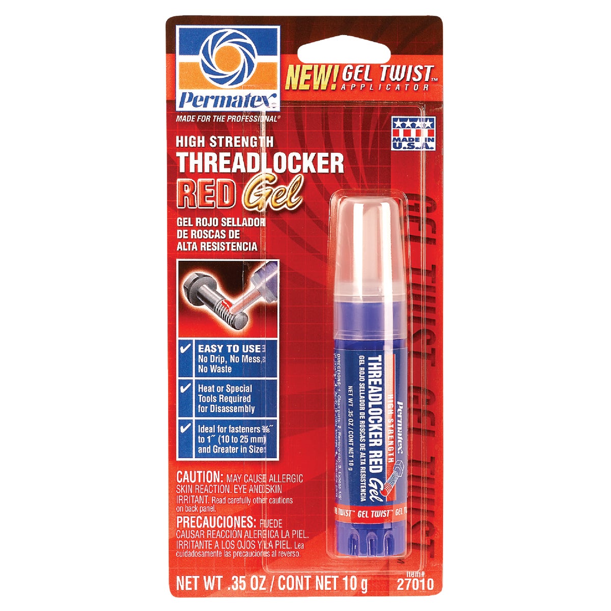 PERMATEX 0.35 Oz. Red High Strength Gel Threadlocker