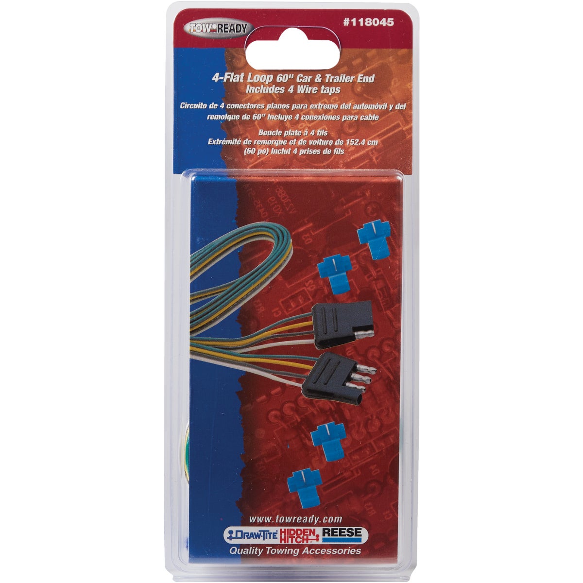 Reese Towpower 4-Flat Loop 48 In. Vehicle/12 In. Trailer Connector Set with Splice Connectors