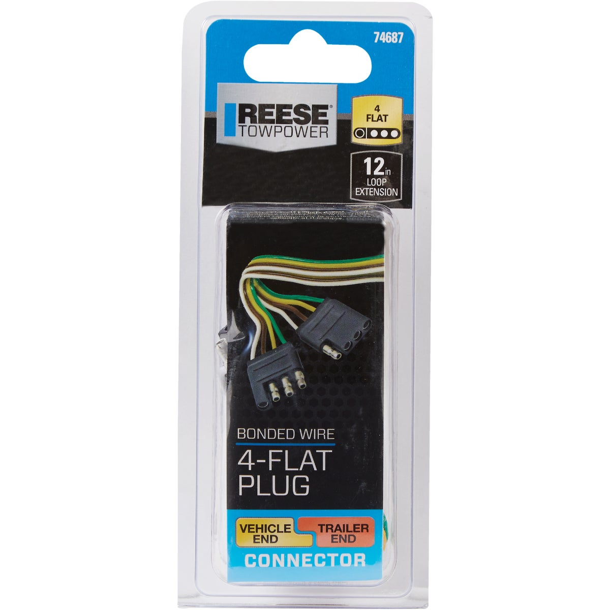 Reese Towpower 12 In. 4-Flat Loop Trailer Wiring Extension