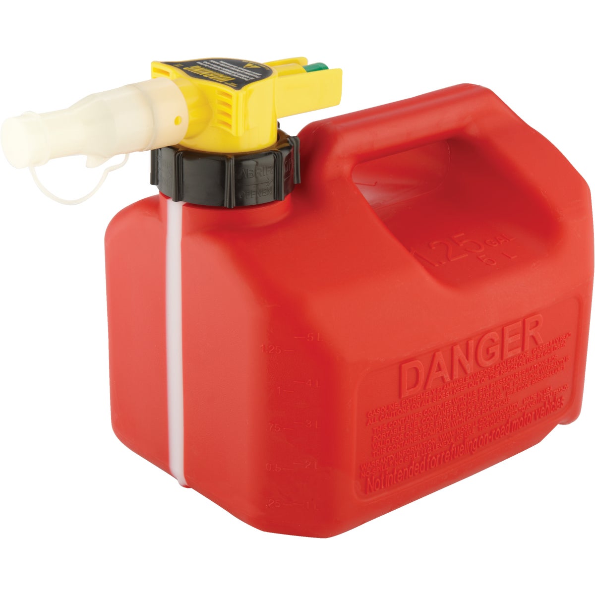 No-Spill 1-1/4 Gal. Plastic Gasoline Fuel Can, Red