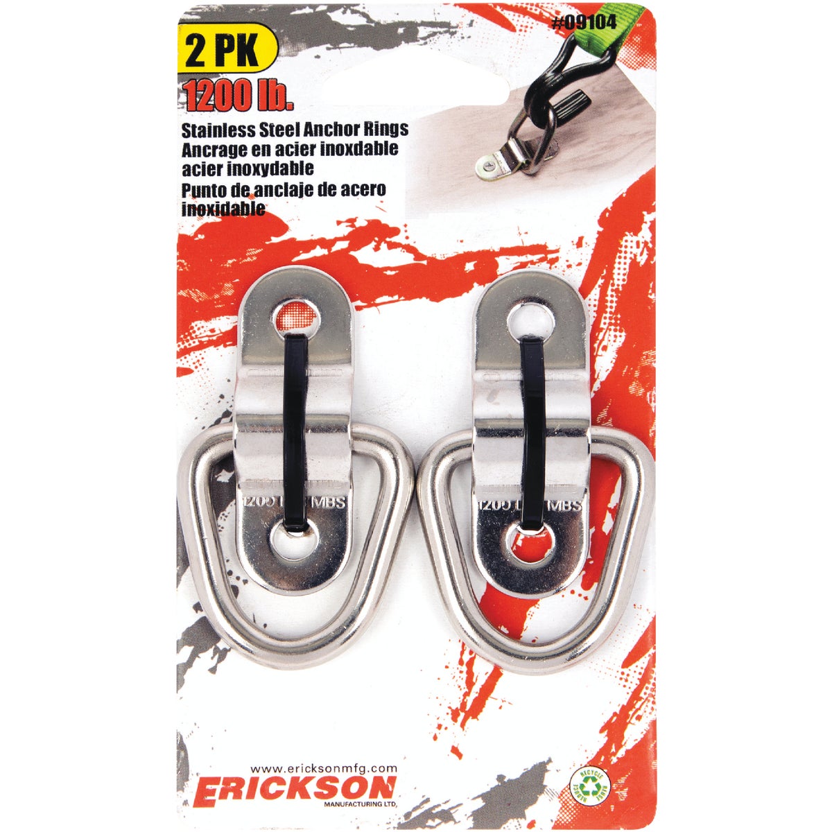 Erickson 2-Hole 1200 Lb. Anchor Ring (2-Pack)