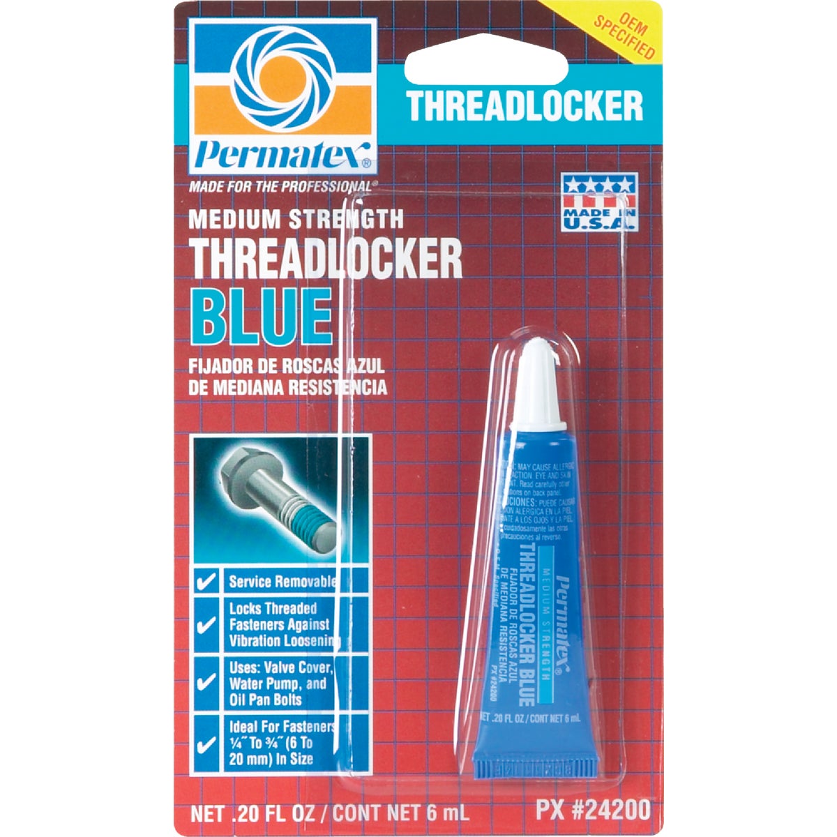 PERMATEX 0.2 Oz. Blue Medium Strength Threadlocker