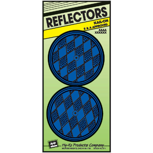 Hy-Ko 3-1/4 In. Dia. Round Blue Nail-On Reflector (2-Pack)