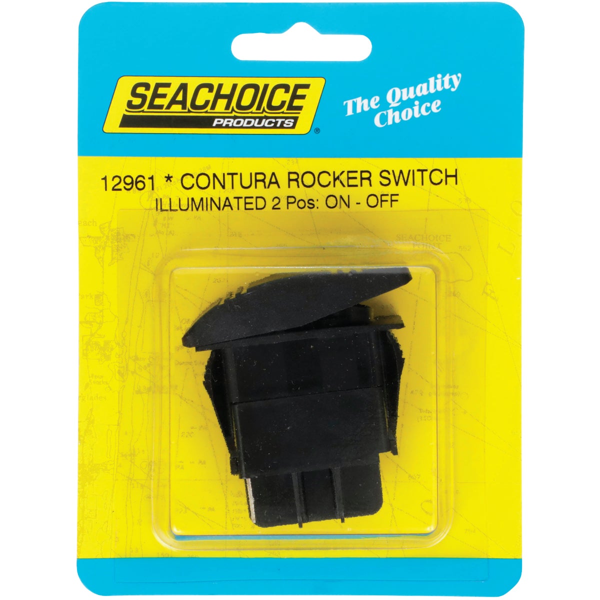 Seachoice Contura 20A 12V Black Illuminated Rocker Switch, On/Off