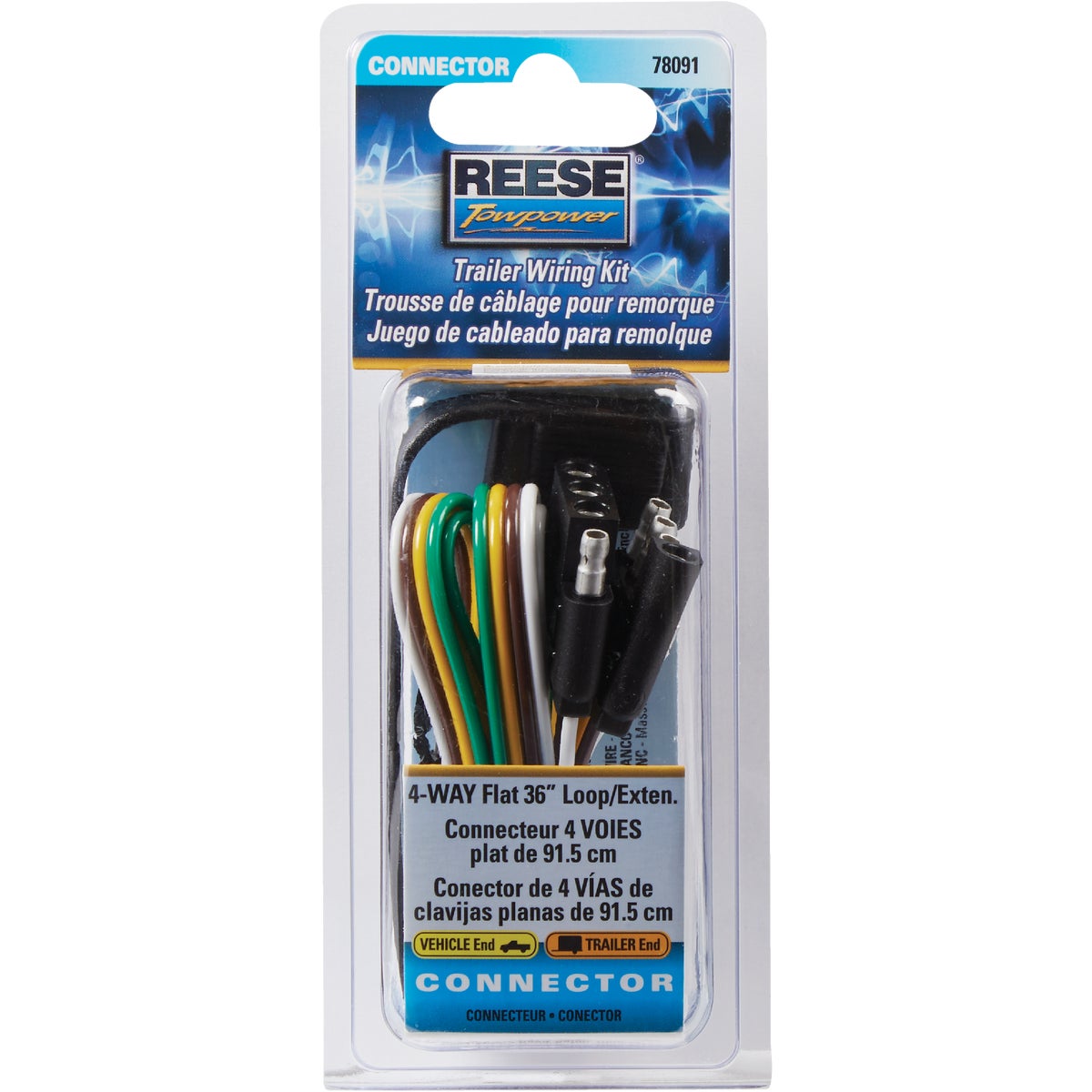 Reese Towpower 4-Flat 36 In. Loop with Ground Eyelet Vehicle/Trailer Connector Set