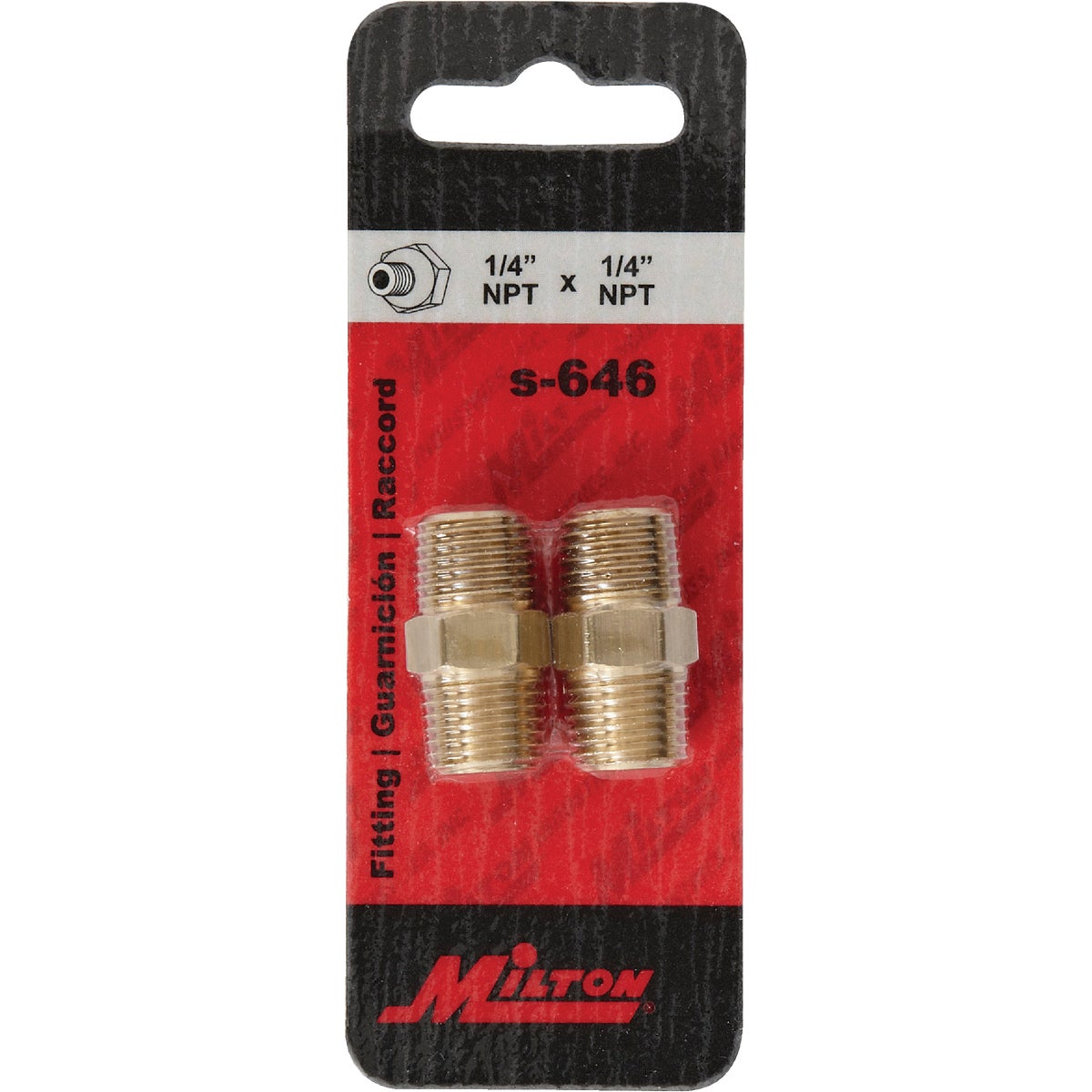 Milton Hex 1/4 In. NPT Brass Hex Nipple Coupler