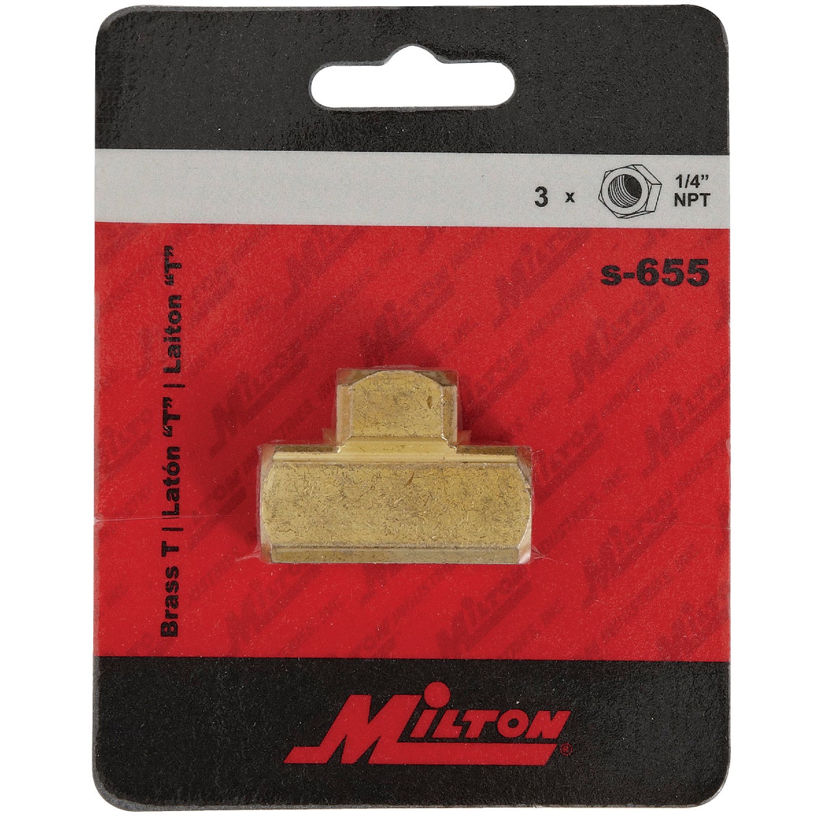 Milton 1/4 In. NPT Brass Female Air Hose Tee