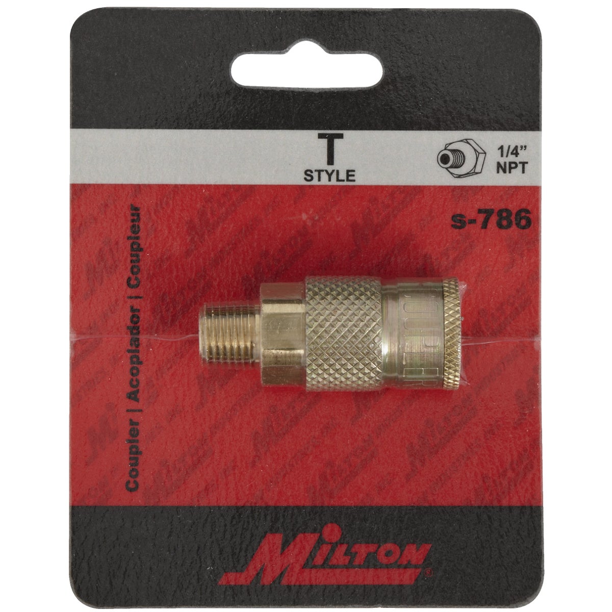 Milton Tru-Flate 1/4 In. MPT T-Style Brass Coupler