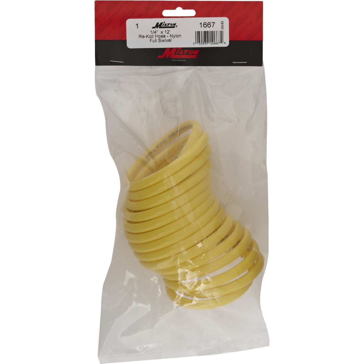 Milton ReKoil 1/4 In. x 12 Ft. Nylon Air Hose with 1/4 In. MNPT Swivel Fittings