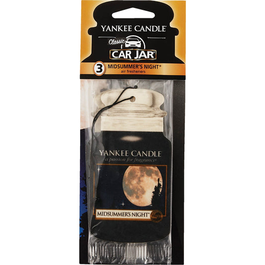 Yankee Candle Car Jar Classic Car Air Freshener, Midsummer's Night (3-Pack)