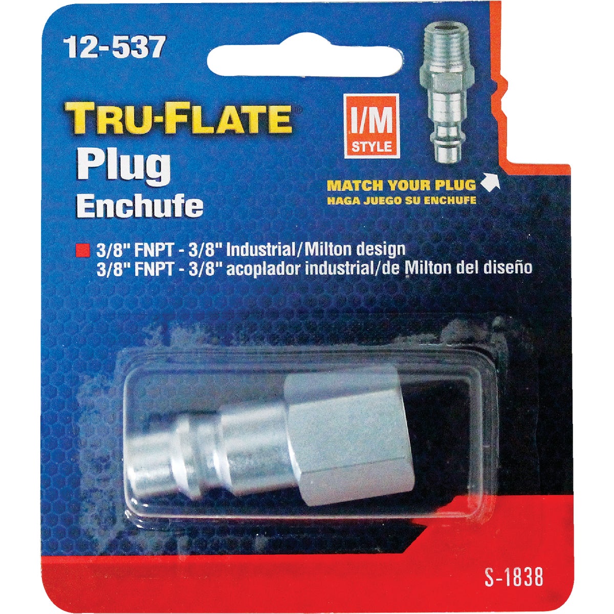 Tru-Flate Industrial/Milton 3/8 In. FNPT Steel Industrial Plug