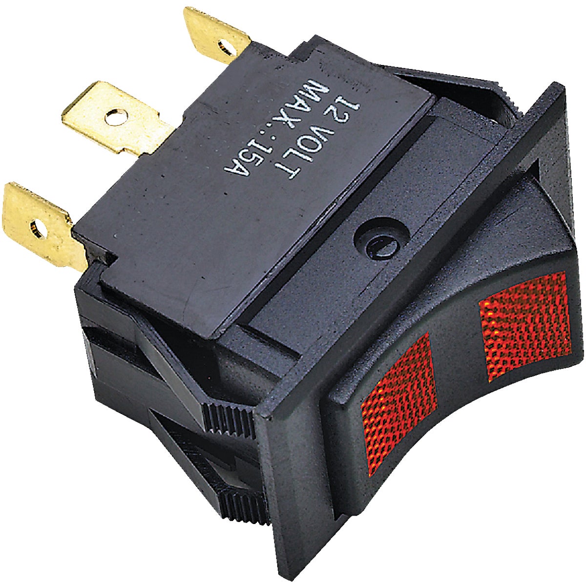 Seachoice 15A 12V Black Rocker Switch, On (Red)/Off/On (Red)