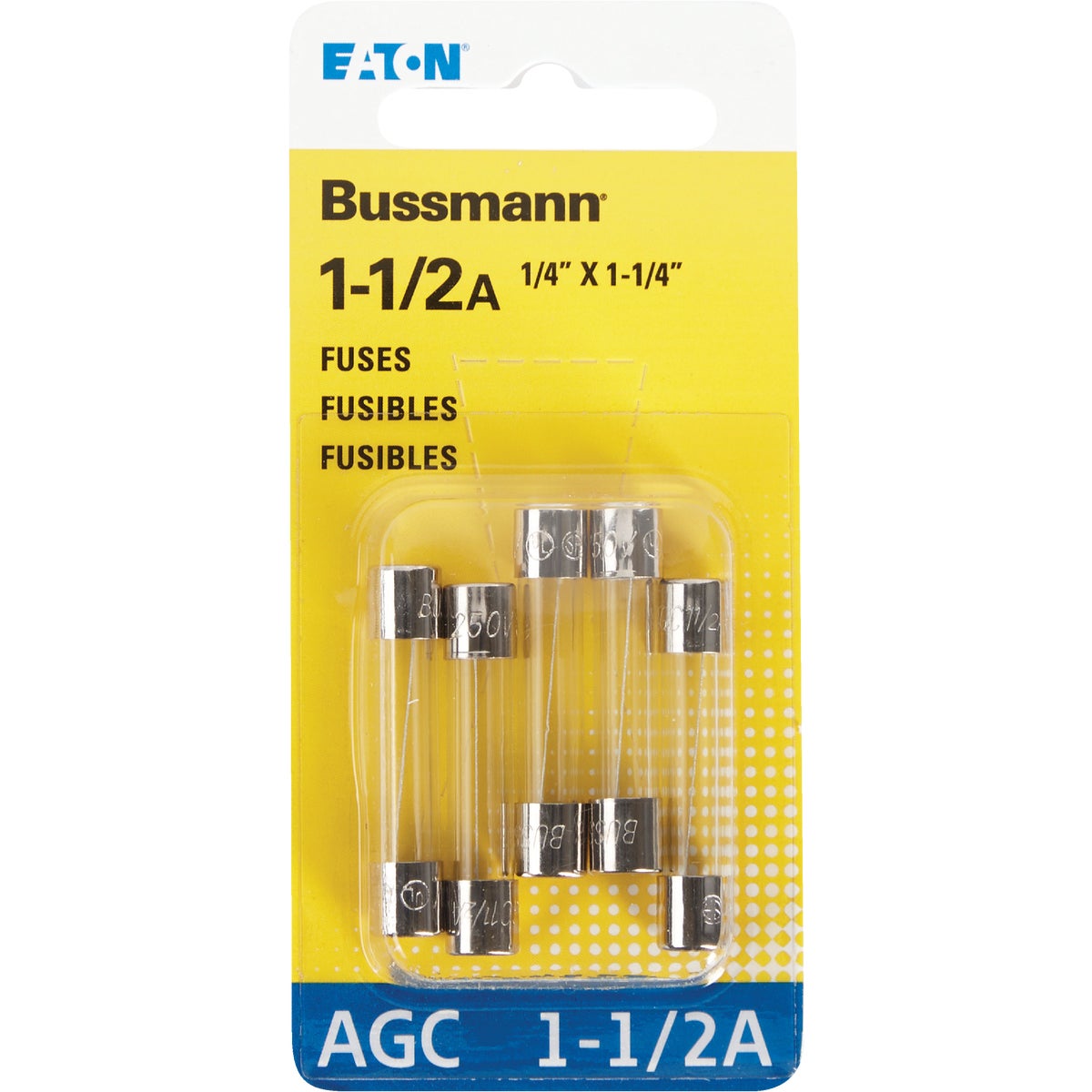 Bussmann 1-1/2-Amp 250-Volt AGC Glass Tube Automotive Fuse (5-Pack)