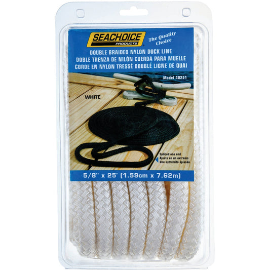 Seachoice 5/8 In. x 25 Ft. White Double Braid Nylon Dock Line