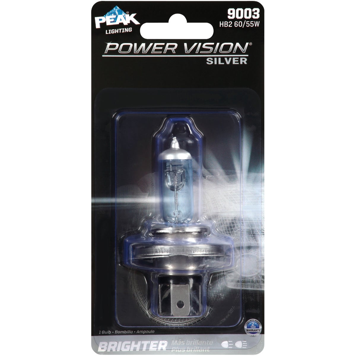 PEAK Power Vision Silver 9003 HB2 12.8V Halogen Automotive Bulb