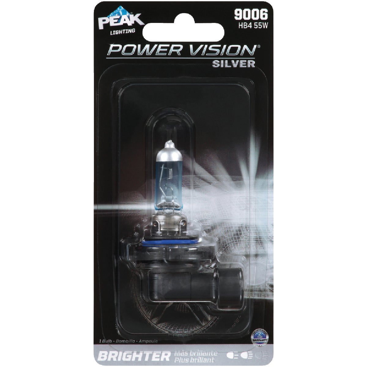 PEAK Power Vision Silver 9006 HB4 12.8V Halogen Automotive Bulb