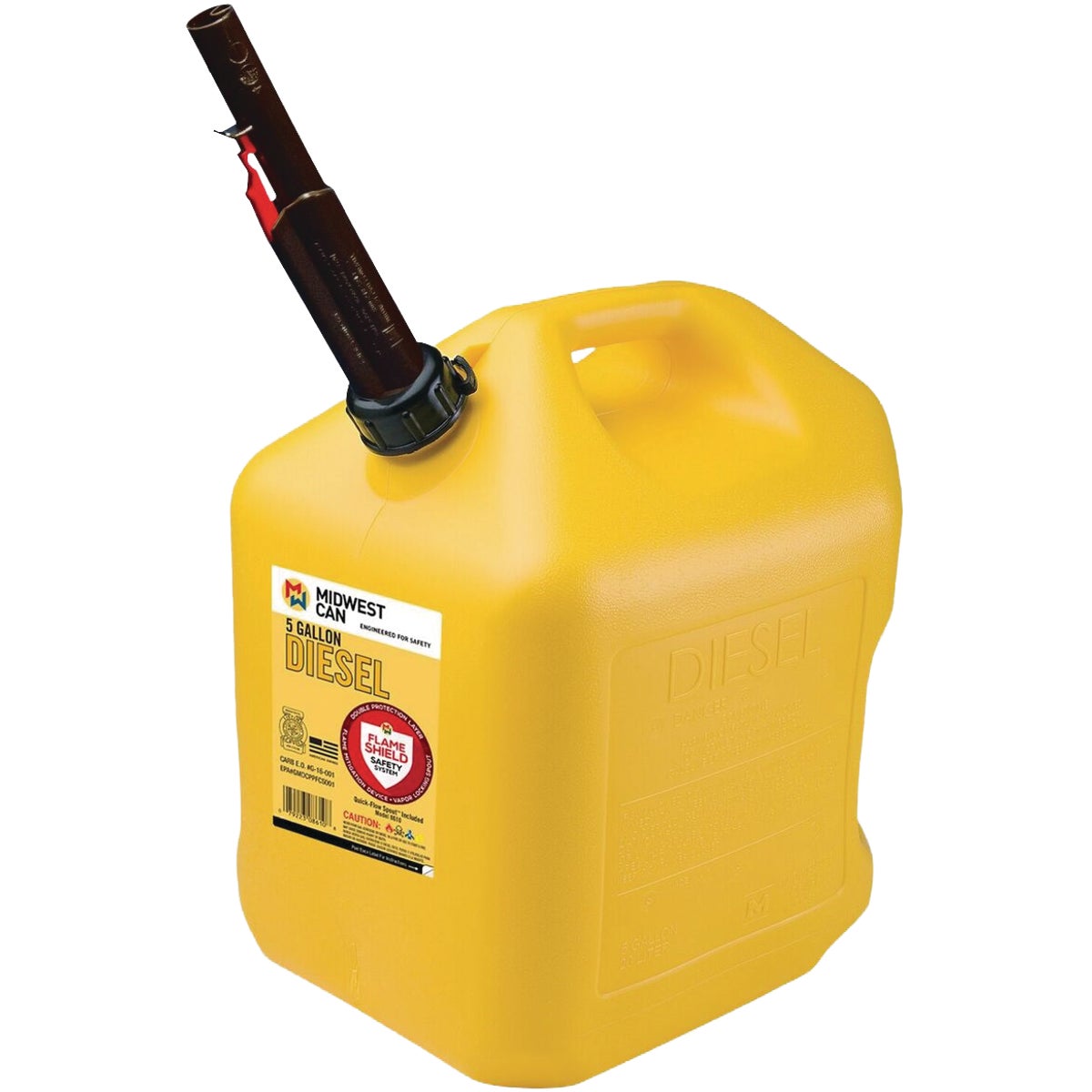 Midwest Can 5 Gal. Plastic Auto Shut Off Diesel Fuel Can, Yellow