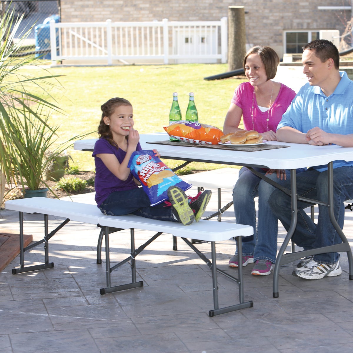 Lifetime 6 Ft. White Granite Fold-In-Half Bench