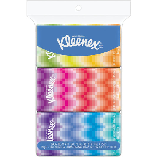 Kleenex Go Packs 10 Count 3-Ply White Facial Tissue (3-Pack)