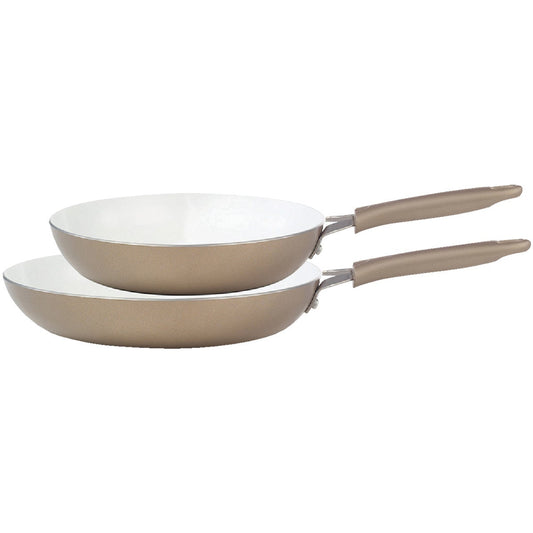 Wearever Pure Living Champagne Ceramic with Aluminum Base Fry Pan Set