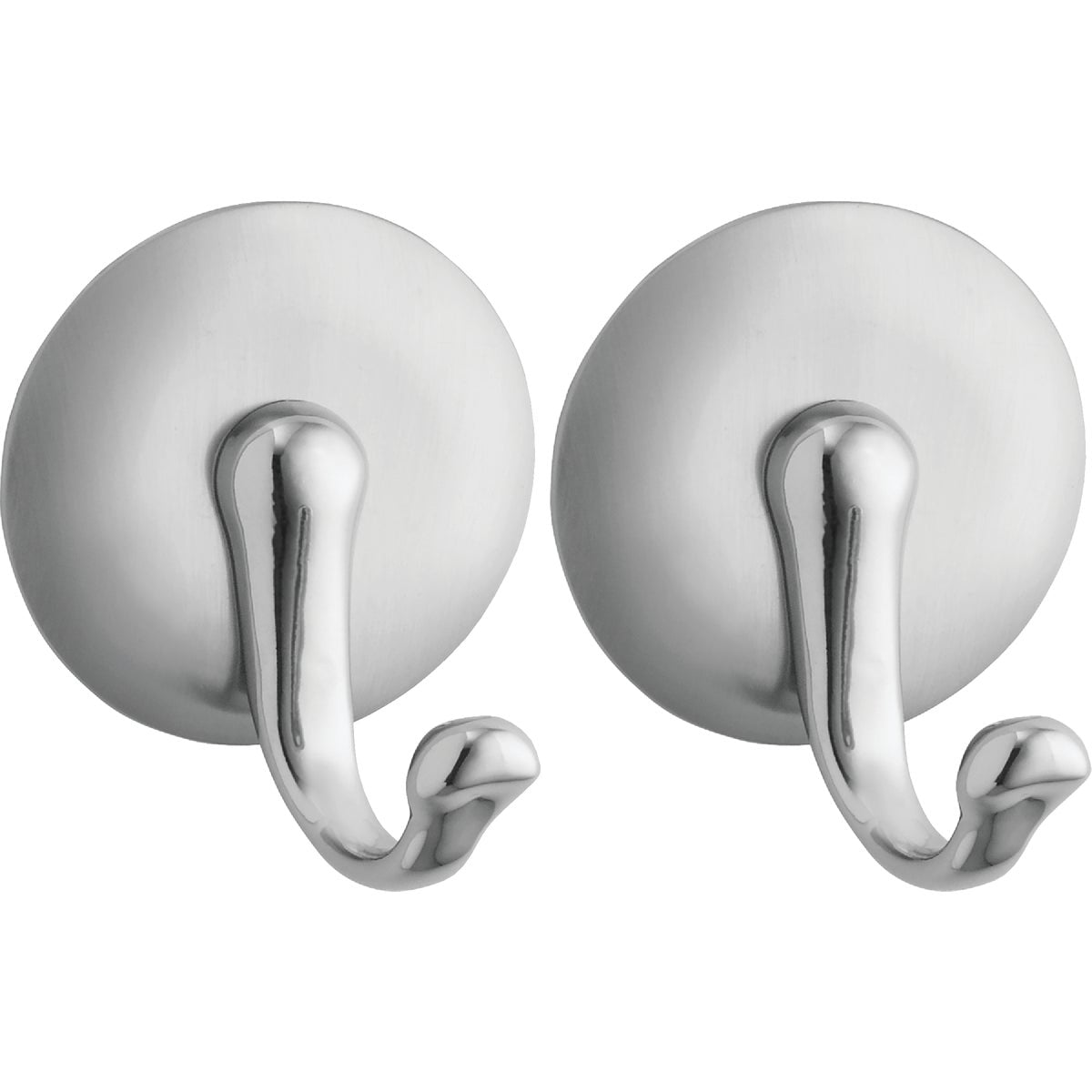 InterDesign York Round Silver Metal Adhesive Hook (2-Pack)