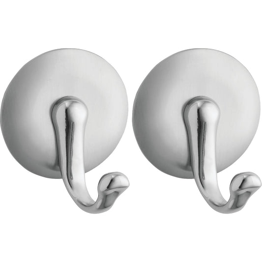 InterDesign York Round Silver Metal Adhesive Hook (2-Pack)