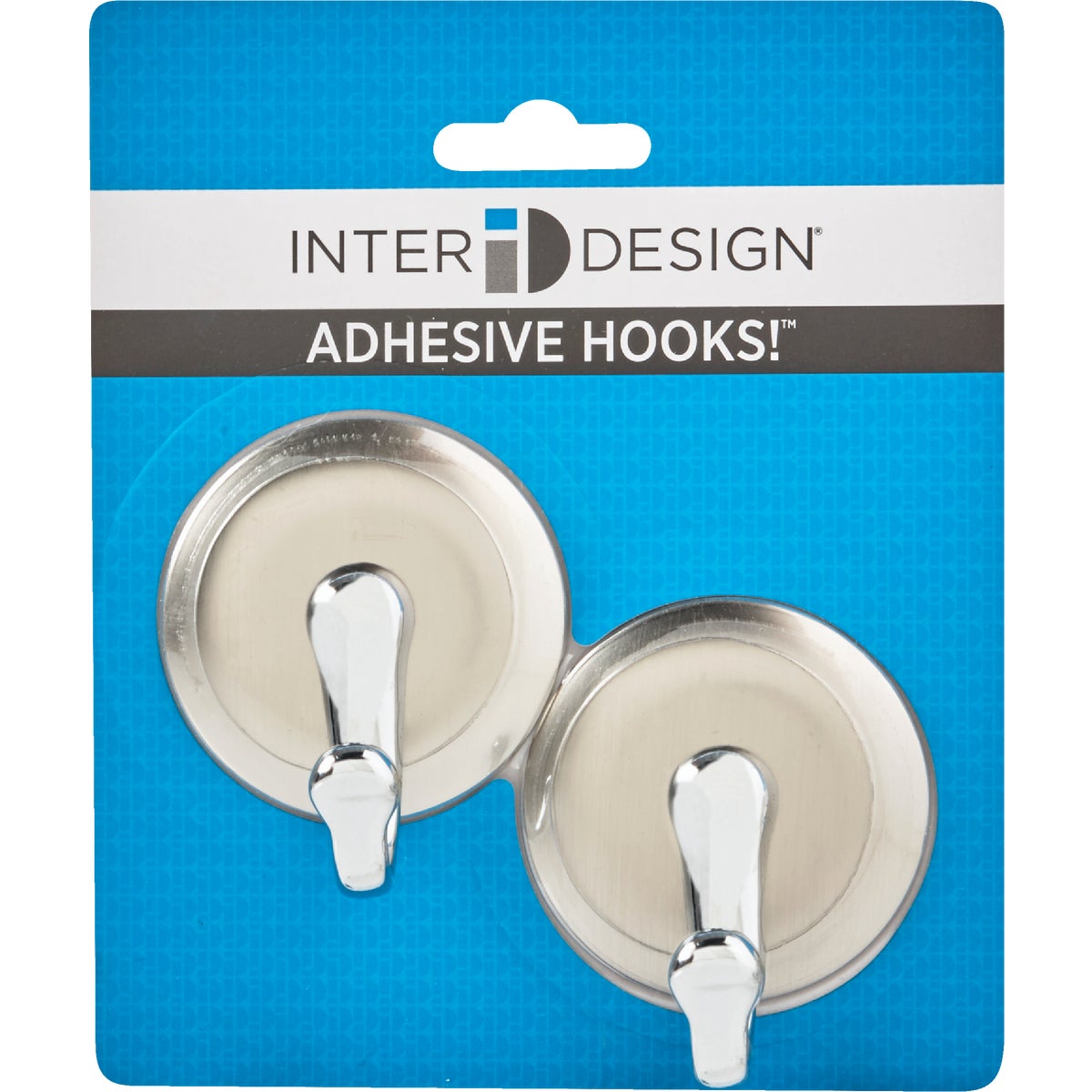 InterDesign York Round Silver Metal Adhesive Hook (2-Pack)