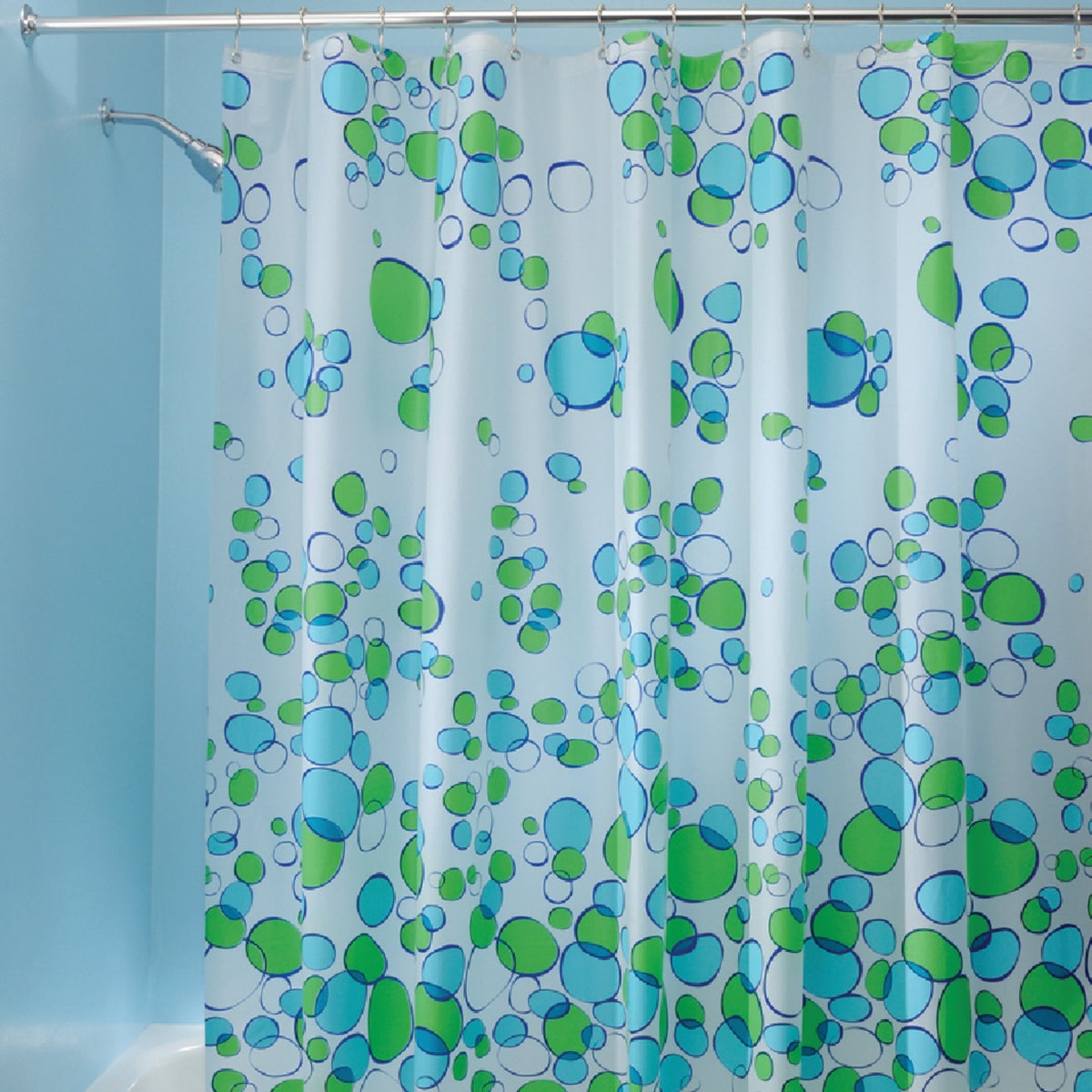 InterDesign York Graphic 72 In. x 72 In. Blue/Green Bubblz Eva Shower Curtain