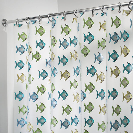 InterDesign York Graphic 72 In. x 72 In. Blue/Green Fish Eva Shower Curtain