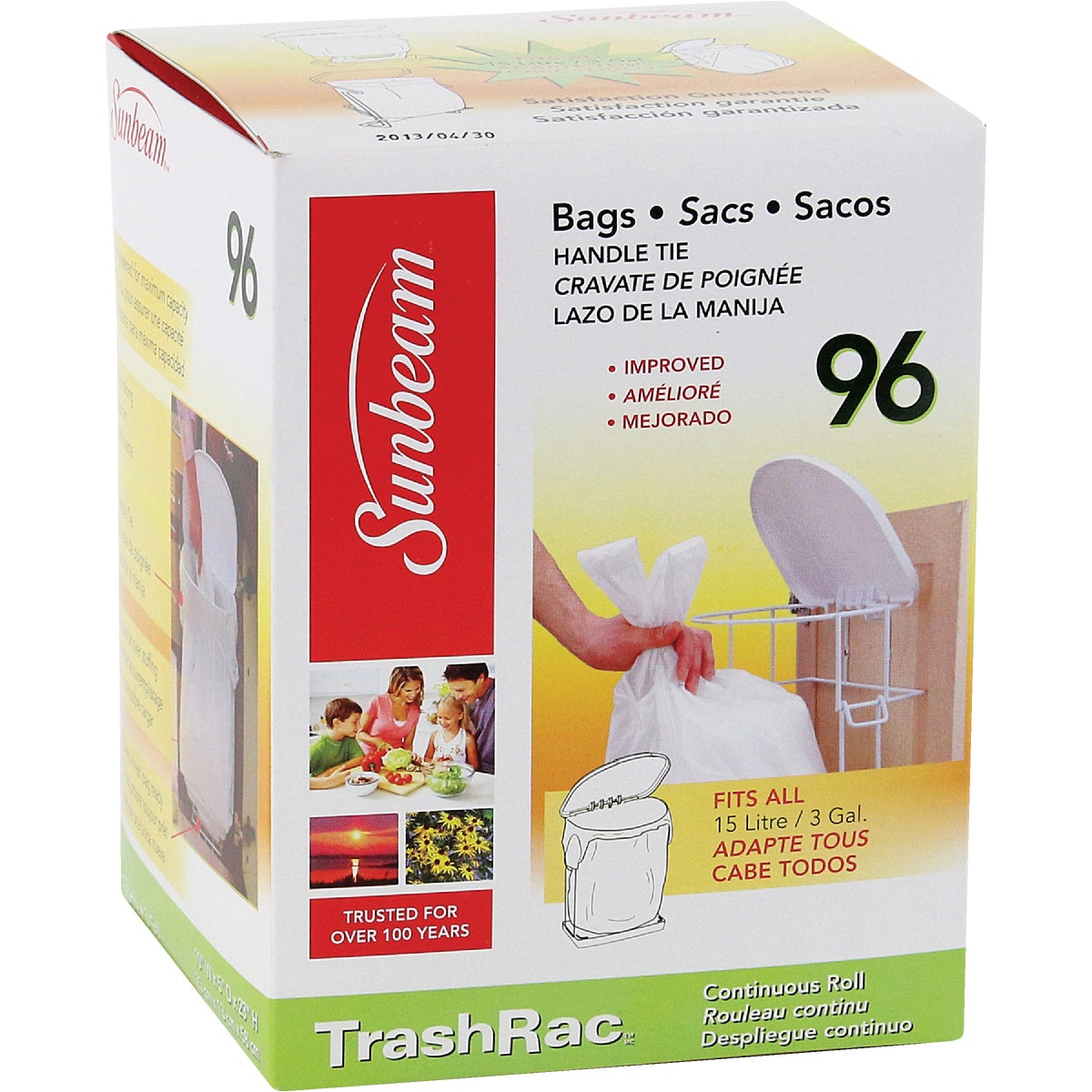 Sunbeam TrashRac 3 Gal. White Rack Refill Bag (96-Count)