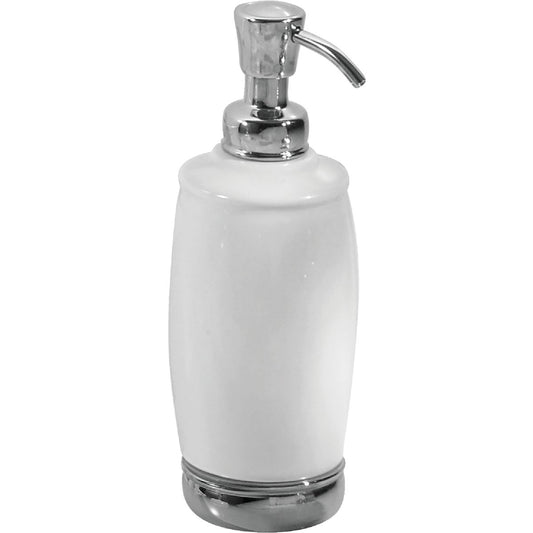 InterDesign York 12 Oz. White/Chrome Tall Soap Dispenser