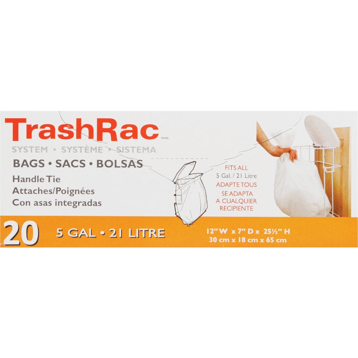 Sunbeam TrashRac 5 Gal. White Rack Refill Bag (20-Count)