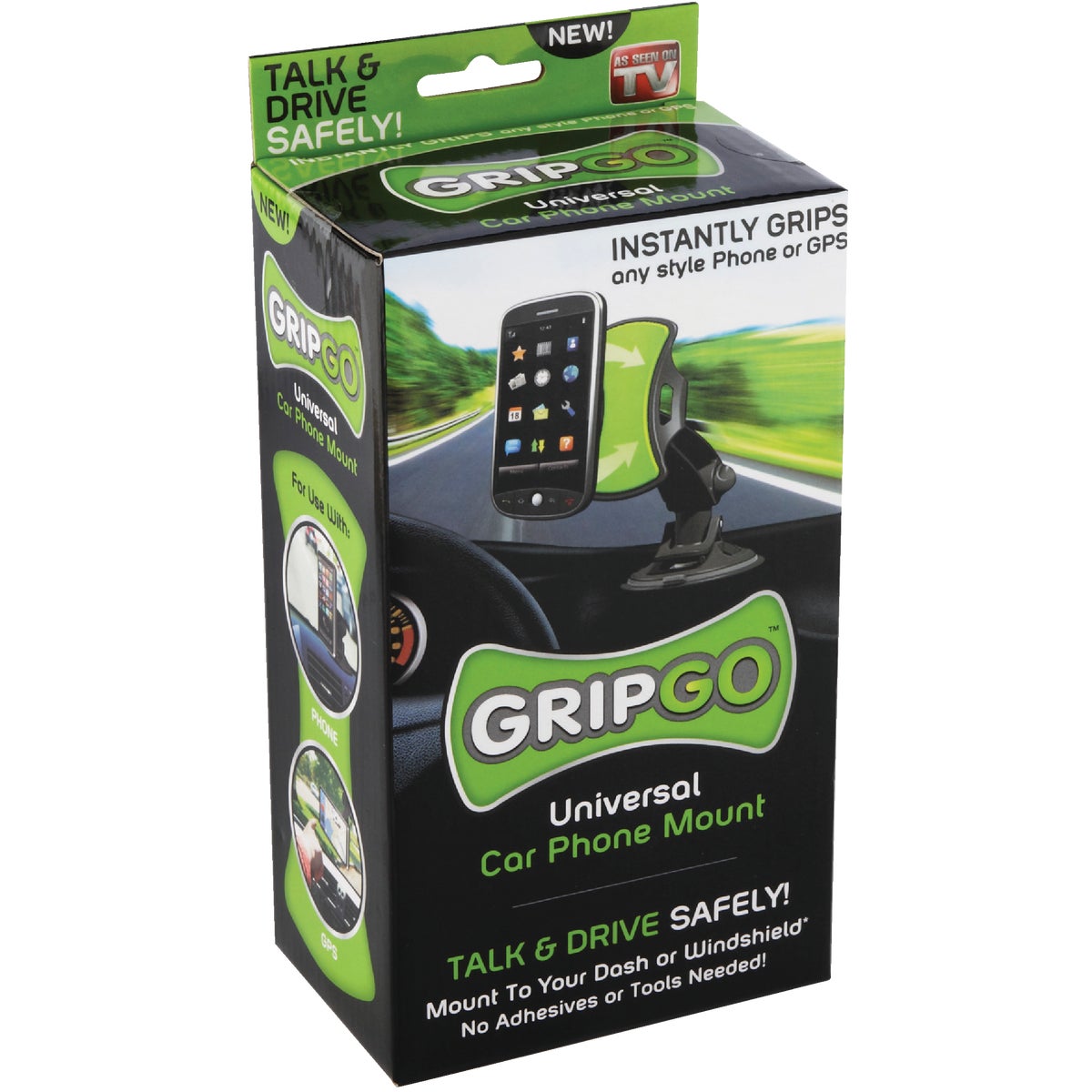 GripGo Windshield or Dashboard Mount Black GPS/Cell Phone Holder