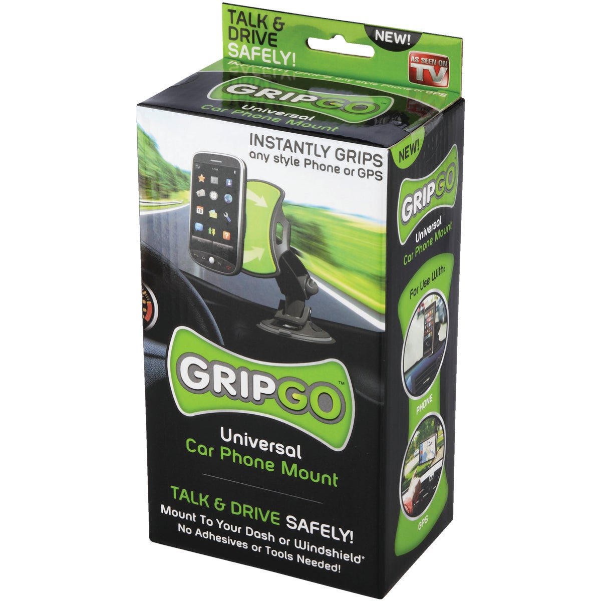 GripGo Windshield or Dashboard Mount Black GPS/Cell Phone Holder