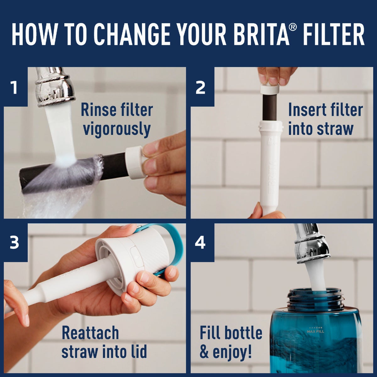 Brita Hard Sided Water Bottle Replacement Filter (3-Pack)