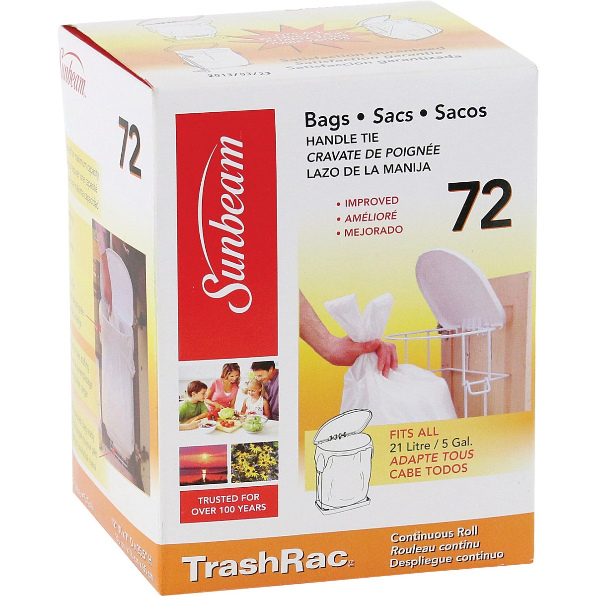 Sunbeam TrashRac 5 Gal. White Rack Refill Bag (72-Count)