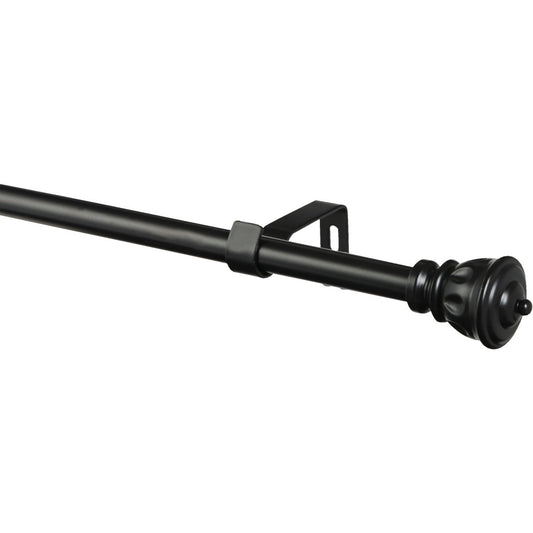 Kenney Kiera 28 In. To 48 In. 5/8 In. Single Black Curtain Rod